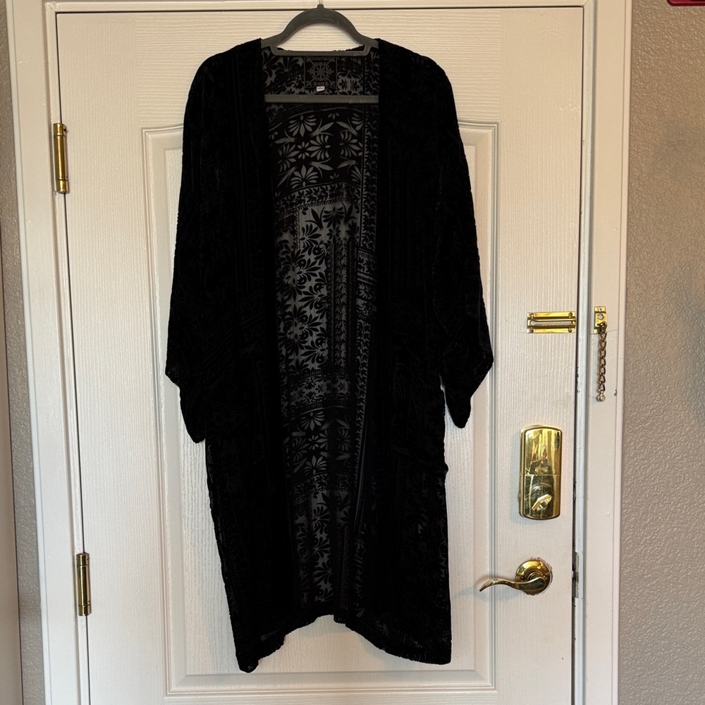 Johnny Was Sheer Black Kimono